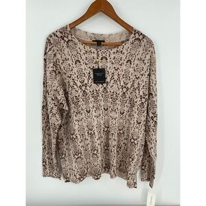 Charter Club Luxury 100% Cashmere Snake Print‎ Crew Neck Sweater XL